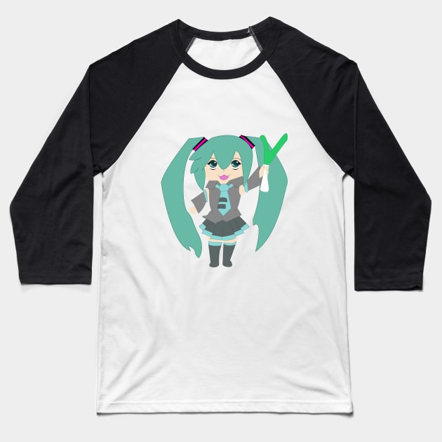 Chibi Mike Hatsune Baseball T-Shirt by RenYi